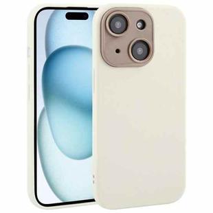 For iPhone 15 Plus Plain Imitation Leather Back Cover Phone Case(White)