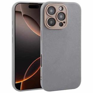 For iPhone 16 Pro Max Plain Imitation Leather Back Cover Phone Case(Grey)