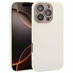 For iPhone 16 Pro Max Plain Imitation Leather Back Cover Phone Case(White)