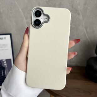 For iPhone 16 Pro Plain Imitation Leather Back Cover Phone Case(White)