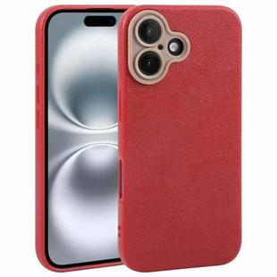 For iPhone 16 Plus Plain Imitation Leather Back Cover Phone Case(Red)