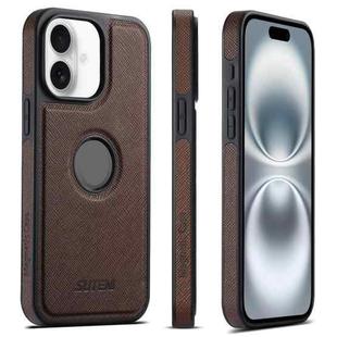 For iPhone 16 Plus Suteni G1 Cross Texture MagSafe Phone Case(Brown)