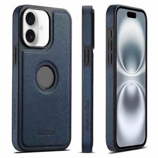 For iPhone 16 Plus Suteni G1 Cross Texture MagSafe Phone Case(Blue)
