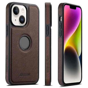 For iPhone 14 Suteni G1 Cross Texture MagSafe Phone Case(Brown)