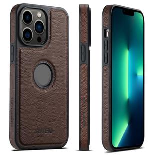 For iPhone 13 Pro Max Suteni G1 Cross Texture MagSafe Phone Case(Brown)