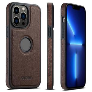 For iPhone 13 Pro Suteni G1 Cross Texture MagSafe Phone Case(Brown)