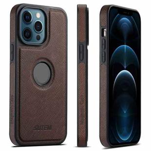 For iPhone 12 Pro Max Suteni G1 Cross Texture MagSafe Phone Case(Brown)
