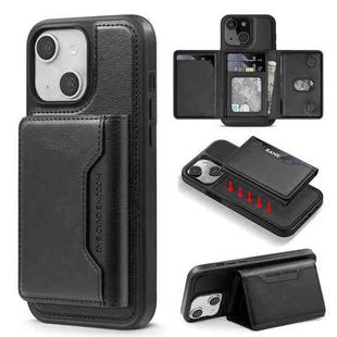 For iPhone 13 Shield Multi-functional MagSafe Card Bag Phone Case(Black)