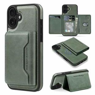 For iPhone 16 Plus Shield Multi-functional MagSafe Card Bag Phone Case(Green)