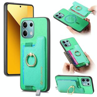 For Xiaomi Redmi Note 13 5G Retro Magsafe Cross Leather Ring Holder Card Bag Phone Case(Green)