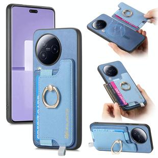 For Xiaomi Civi 3 5G Retro Magsafe Cross Leather Ring Holder Card Bag Phone Case(Blue)