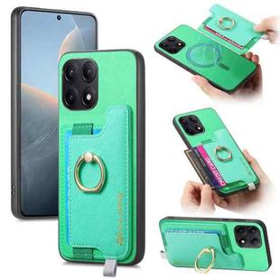 For Redmi K70E / Poco X6 Pro 5G Retro Magsafe Cross Leather Ring Holder Card Bag Phone Case(Green)