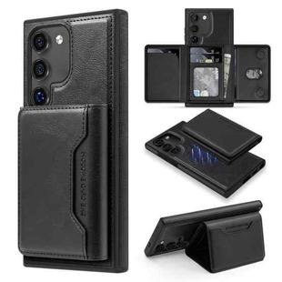 For Samsung Galaxy S23+ 5G Shield Multi-functional MagSafe Card Bag Phone Case(Black)