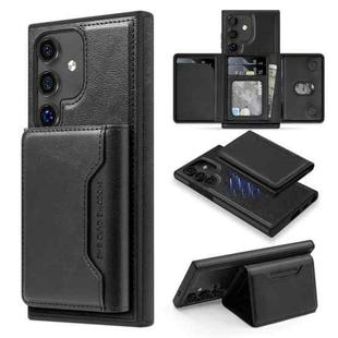 For Samsung Galaxy S24+ 5G Shield Multi-functional MagSafe Card Bag Phone Case(Black)