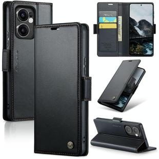 For OPPO Reno13 F 4G / 5G CaseMe 023 Butterfly Buckle Litchi Texture RFID Anti-theft Leather Phone Case(Black)