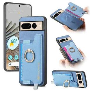 For Google Pixel 7 Pro Retro Magsafe Magnetic PU Back Cover Phone Case(Blue)