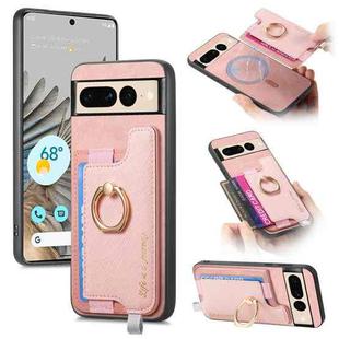 For Google Pixel 7 Pro Retro Magsafe Magnetic PU Back Cover Phone Case(Pink)