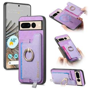 For Google Pixel 7 Retro Magsafe Magnetic PU Back Cover Phone Case(Purple)