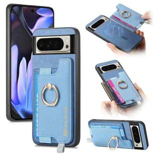 For Google Pixel 9 / 9 Pro Retro Magsafe Magnetic PU Back Cover Phone Case(Blue)