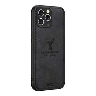 For iPhone 16 Pro Max Deer Head Cloth Skin All-inclusive Phone Case(Black)