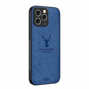 For iPhone 16 Pro Max Deer Head Cloth Skin All-inclusive Phone Case(Blue)