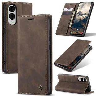 For Samsung Galaxy S25 Edge 5G CaseMe 013 Multifunctional Horizontal Flip Leather Phone Case(Coffee)