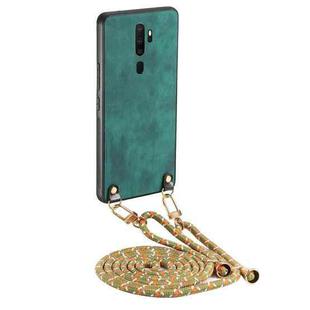 For OPPO A9 2020 / A5 2020 Vintage Leather PC Back Cover Phone Case with Crossbody Strap(Green)