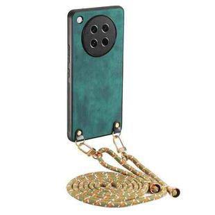 For OPPO Find X8s Vintage Leather PC Back Cover Phone Case with Crossbody Strap(Green)