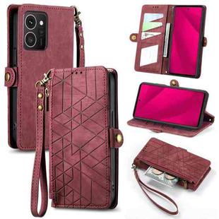 For HMD Skyline Geometric Zipper Wallet Side Buckle Leather Phone Case(Red)