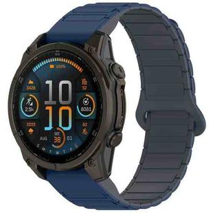 For Garmin Fenix 8 51mm Dual Color Magnetic Buckle 26mm Quick Release Silicone Watch Band(Blue+Gray)