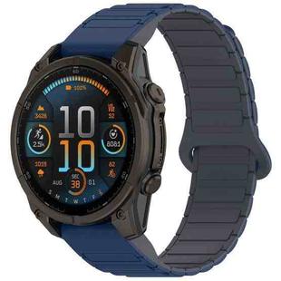 For Garmin Fenix 8 43mm Dual Color Magnetic Buckle 20mm Quick Release Silicone Watch Band(Blue+Gray)