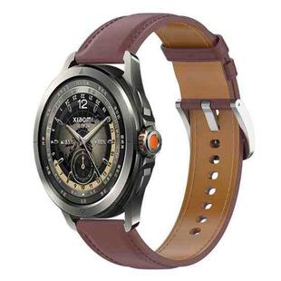 For Xiaomi Watch S4 Sport Stainless Steel Quick Release Buckle 22mm Genuine Leather Watch Band(Dark Brown)