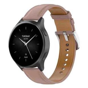 For Amazfit Bip 5 / GTR 4 / GTR 3 22mm Stainless Steel Quick Release Buckle Genuine Leather Watch Band(Dark Pink)