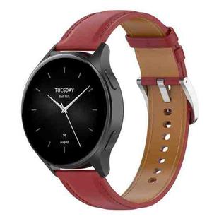 For Amazfit Bip 5 / GTR 4 / GTR 3 22mm Stainless Steel Quick Release Buckle Genuine Leather Watch Band(Red)