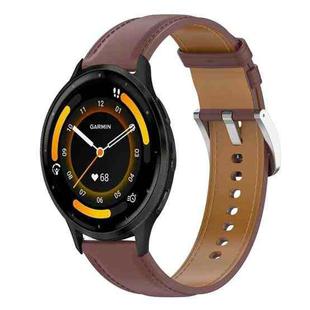 For Garmin Venu 3 Stainless Steel Quick Release Buckle 22mm Genuine Leather Watch Band(Dark Brown)