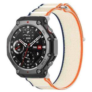 For Amazfit T-Rex 3 Two Tone Nylon Hook and Loop Fastener Watch Band(Orange Beige)