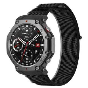 For Amazfit T-Rex 3 Two Tone Nylon Hook and Loop Fastener Watch Band(Black Gray)