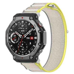 For Amazfit T-Rex 3 Two Tone Nylon Hook and Loop Fastener Watch Band(Yellow Gray)