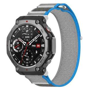 For Amazfit T-Rex 3 Two Tone Nylon Hook and Loop Fastener Watch Band(Blue Gray)