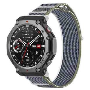 For Amazfit T-Rex 3 Two Tone Nylon Hook and Loop Fastener Watch Band(Green Gray)