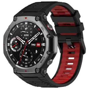 For Amazfit T-Rex 3 Two Tone Needle Buckle Silicone Watch Band(Black Red)