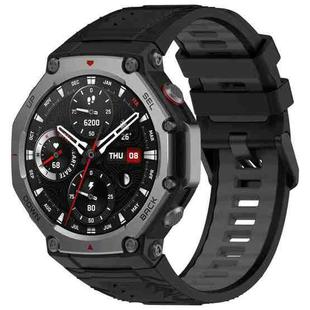 For Amazfit T-Rex 3 Two Tone Needle Buckle Silicone Watch Band(Black Gray)