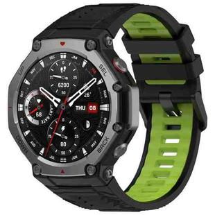 For Amazfit T-Rex 3 Two Tone Needle Buckle Silicone Watch Band(Black Green)