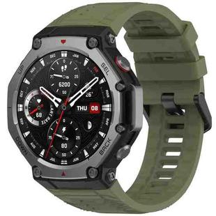 For Amazfit T-Rex 3 Solid Color Needle Buckle Silicone Watch Band(Jungle Green)
