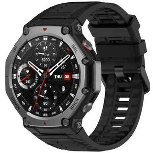 For Amazfit T-Rex 3 Solid Color Needle Buckle Silicone Watch Band(Black)