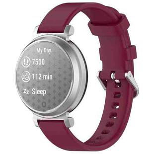 For Garmin Lily 2 Active Quick Release Silver Buckle Silicone Watch Band Wristband(Wine Red)