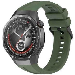 For Huawei Watch GT 5 Pro 46mm Black Steel Buckle Liquid Silicone Watch Band(Dark Green)