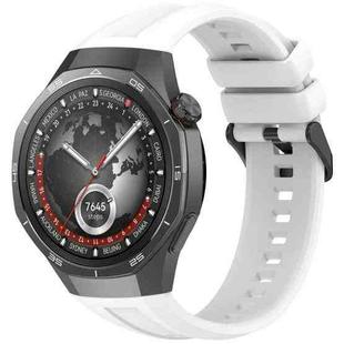 For Huawei Watch GT 5 Pro 46mm Black Steel Buckle Liquid Silicone Watch Band(White)