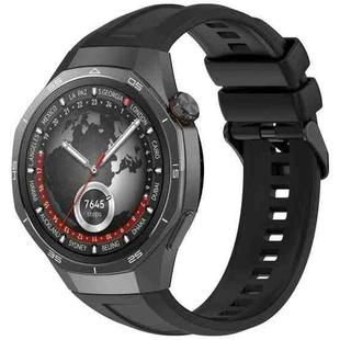 For Huawei Watch GT 5 Pro 46mm Black Steel Buckle Liquid Silicone Watch Band(Black)