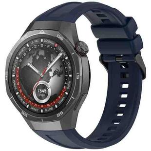 For Huawei Watch GT 5 Pro 46mm Black Steel Buckle Liquid Silicone Watch Band(Ink Blue)